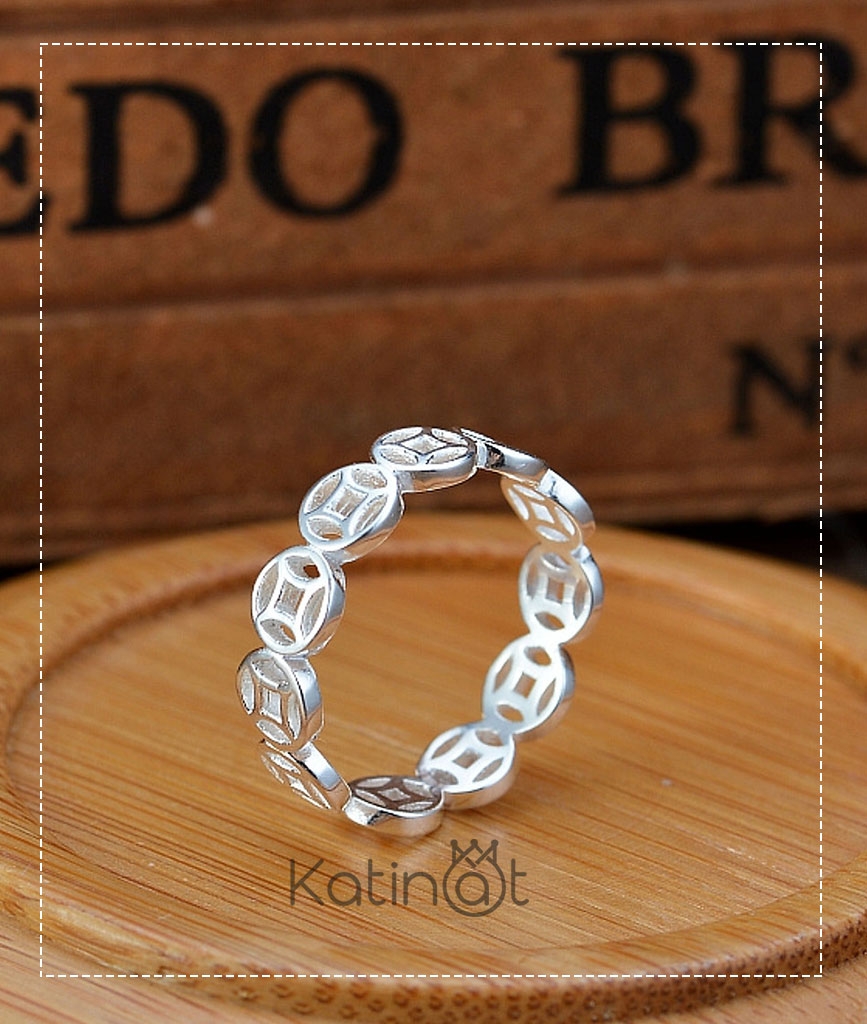 Nhẫn bạc kim tiền hút tài lộc