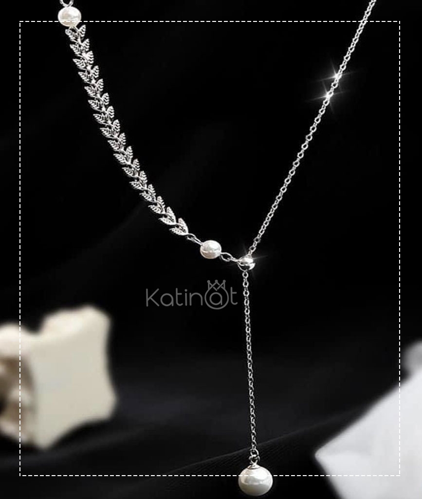 Dây chuyền bạc viền lá oliu
