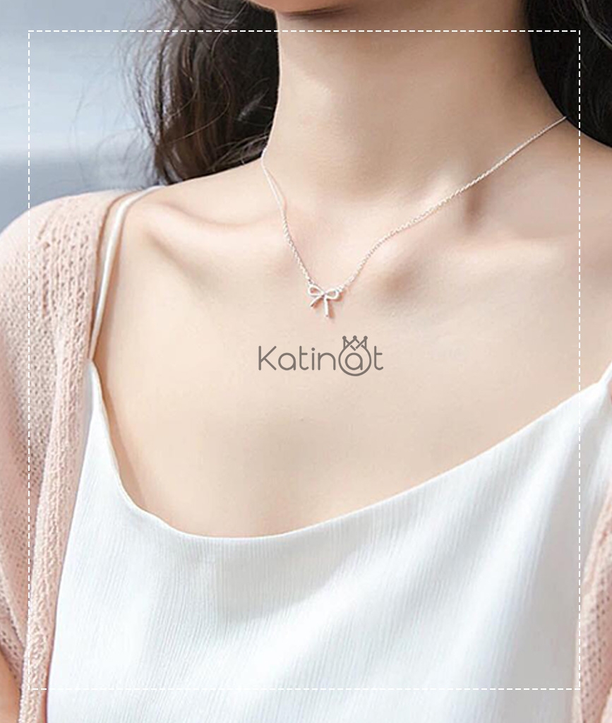 Dây chuyền bạc mảnh mặt chiếc nơ