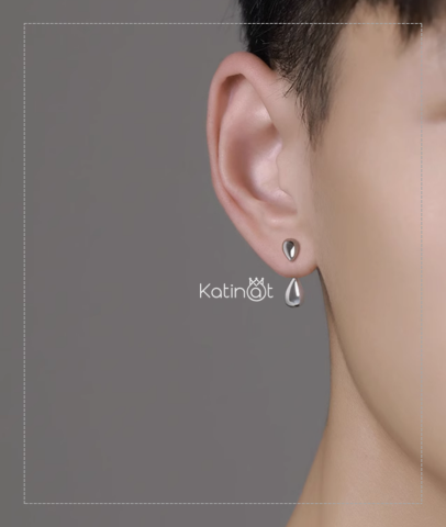 Bông tai bạc kiêu giọt nước đôi