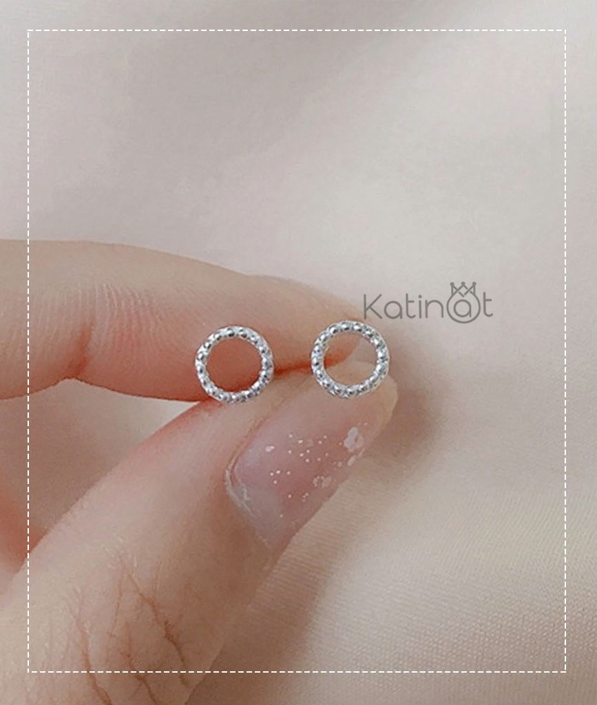Bông tai bạc vòng tròn vũ trụ