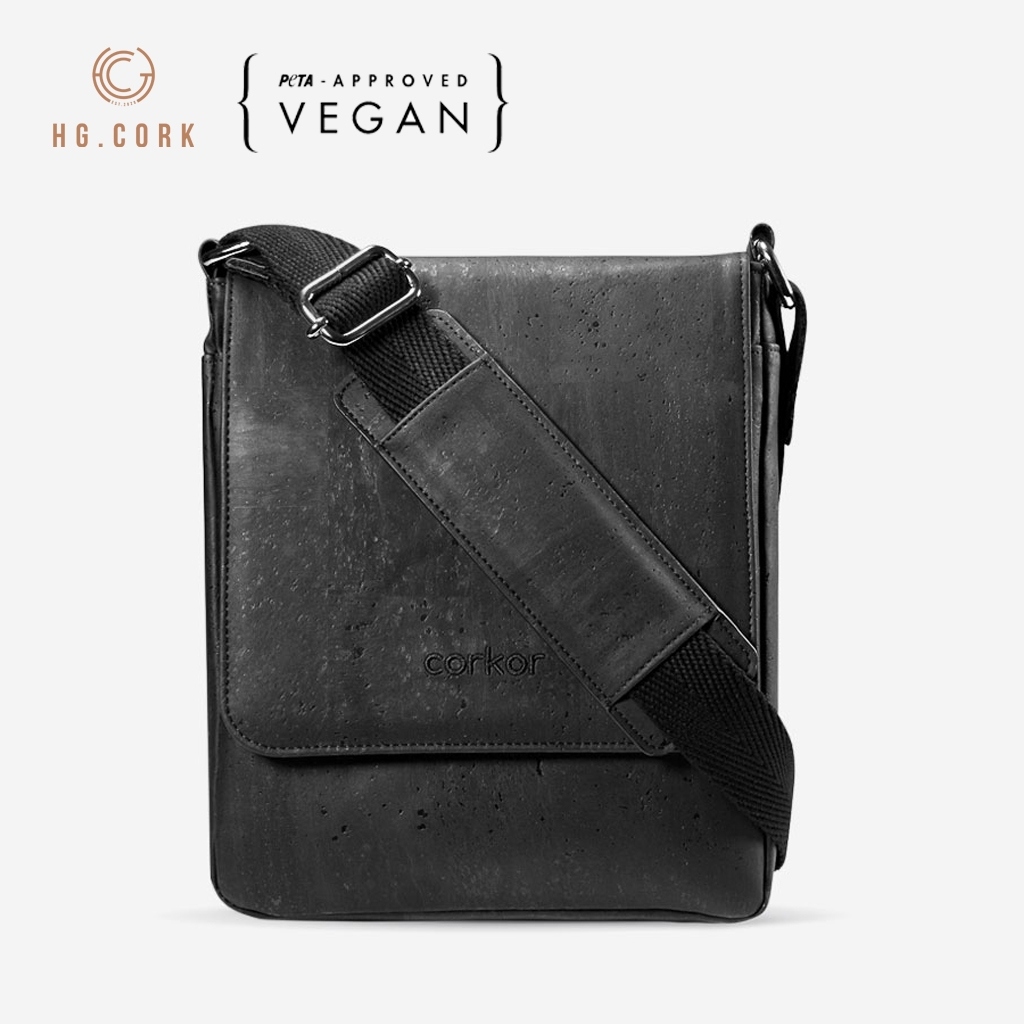 Túi Đeo Chéo Nam Nắp Lật Messenger Bag Medium - HGcork CK264P (Đen)