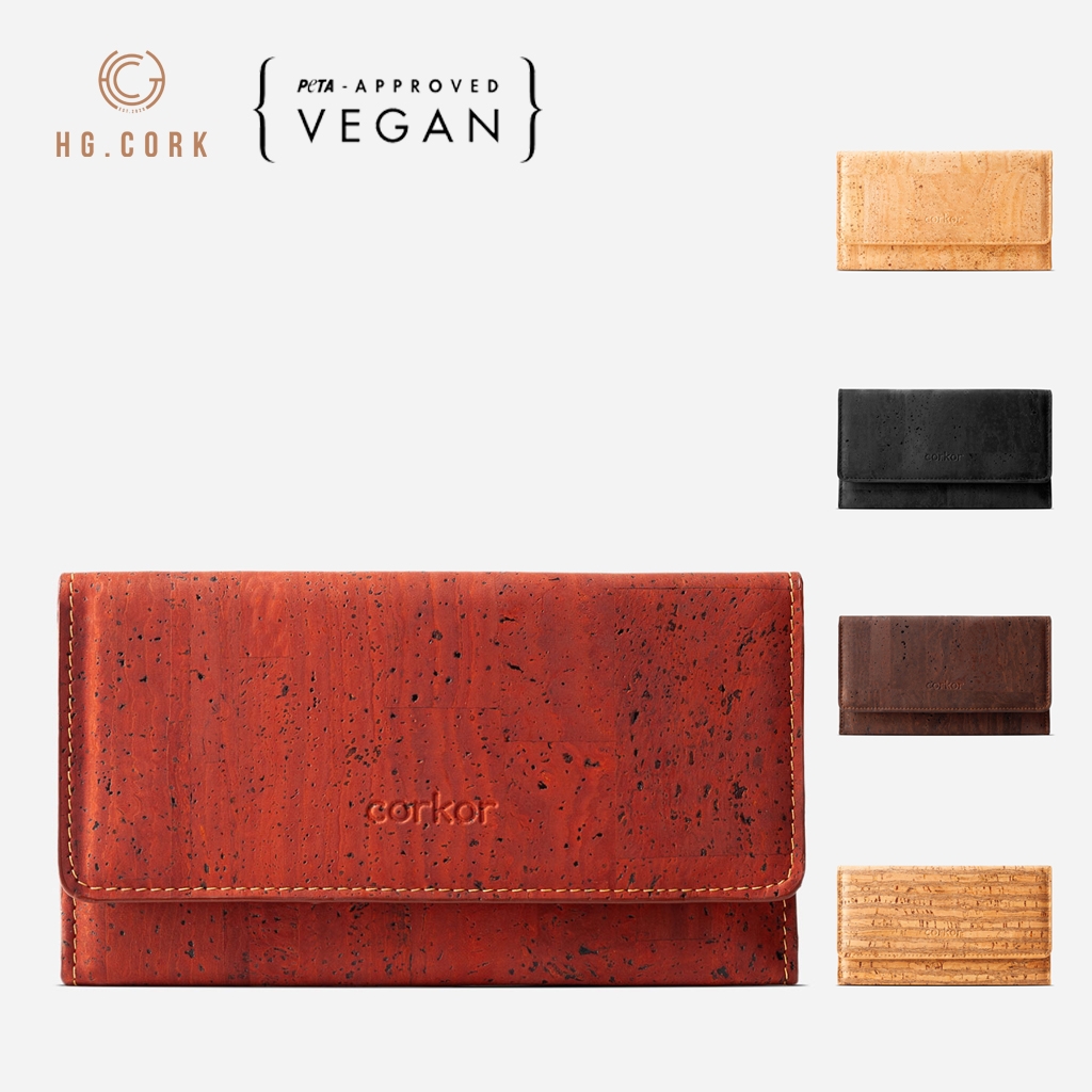 Ví nữ dài dạng mỏng nắp gập - WOMEN CORK WALLET SLIM - HGcork CK273