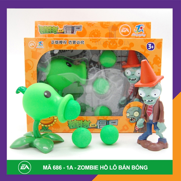 Đồ chơi trẻ em mô hình zombie & hồ lô xanh lá cây bắn bóng - Mã 686-1A