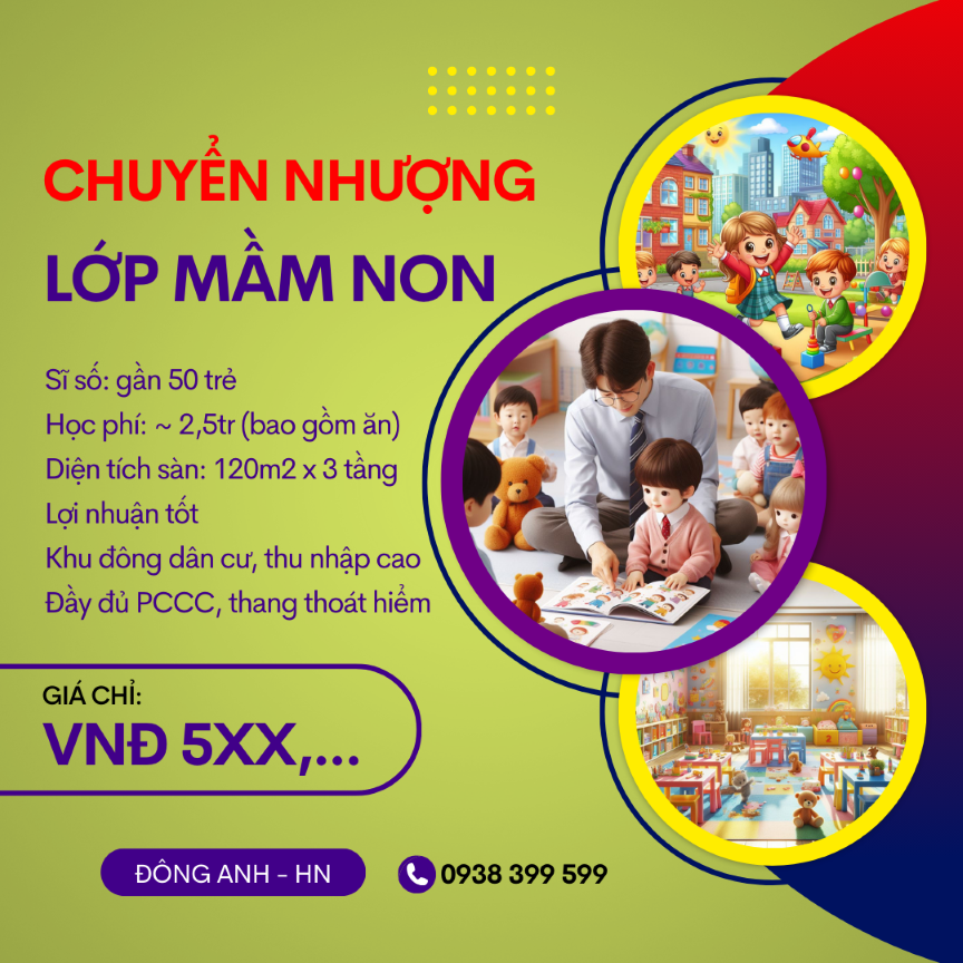 Chuyển nhượng lớp mầm non tại Đông Anh, Hà Nội - Mã: HGE.19