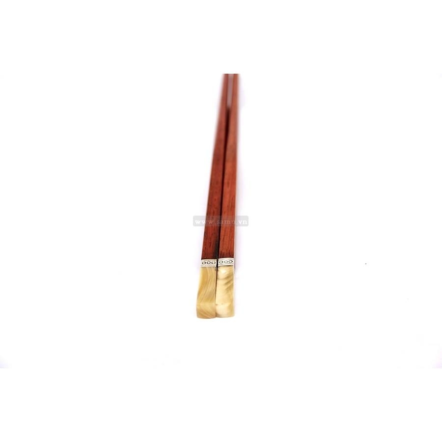 Đũa Trắc đỏ đầu vuông bọc bạc, gắn ốc cao cấp - hộp 10 đôi