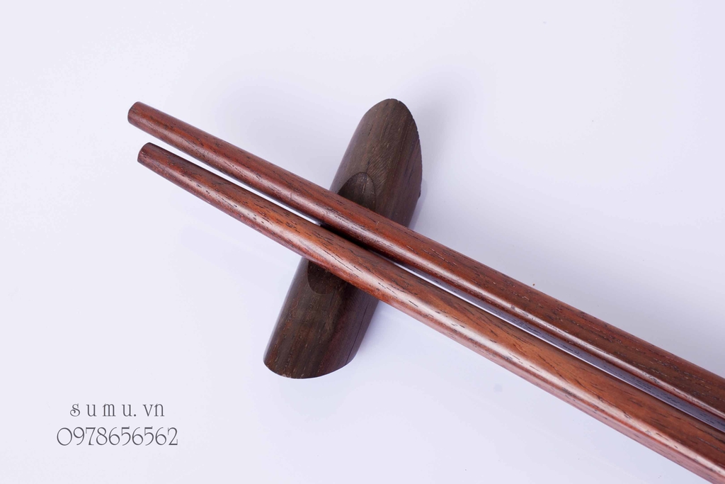 Đũa gỗ Trắc đỏ đầu vuông, gắn ốc cao cấp - hộp 10 đôi