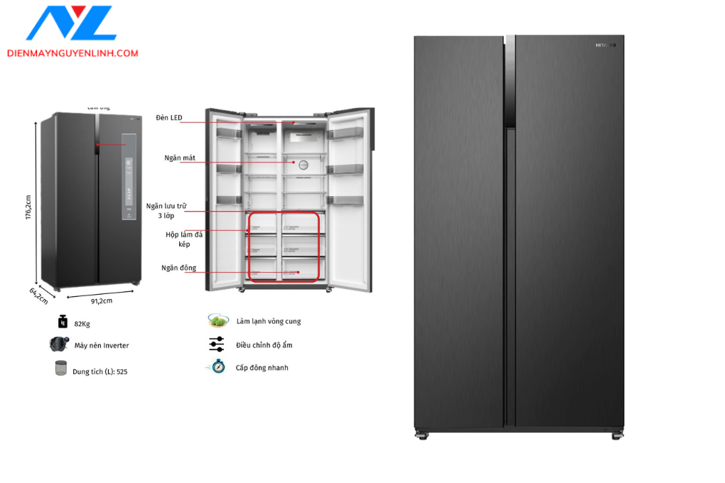Tủ lạnh SBS Hitachi Inverter 525L HRSN9552DDXVN