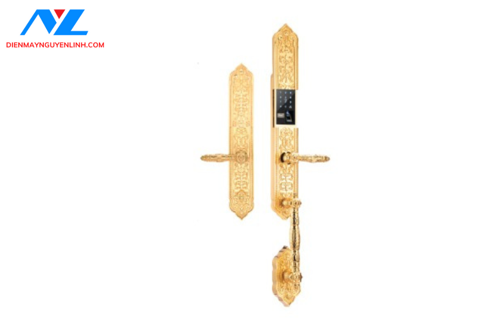 Khóa cửa đại sảnh biệt thự Demax EL888 24K Brass App Wifi