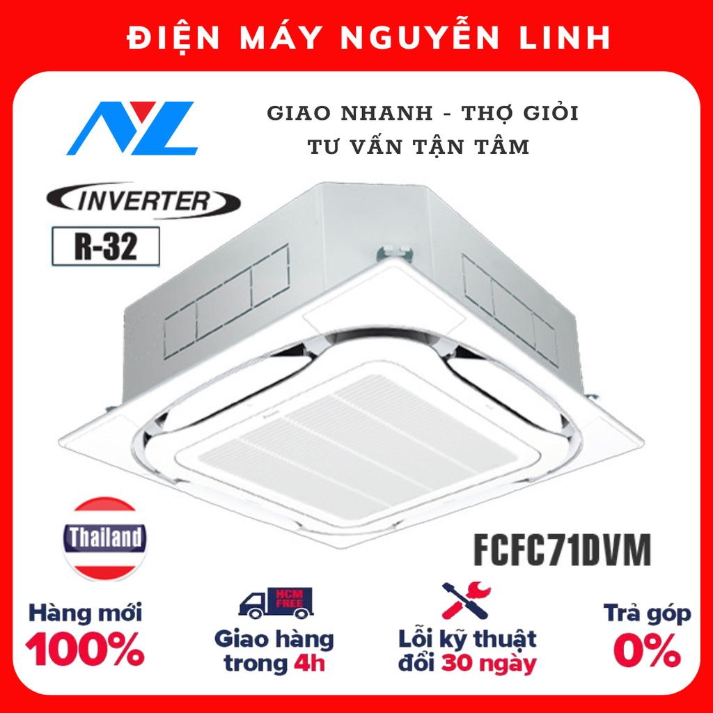Điều hòa âm trần Daikin FCFC71DVM Inverter 3.0 HP REMOTE KHÔNG DÂY