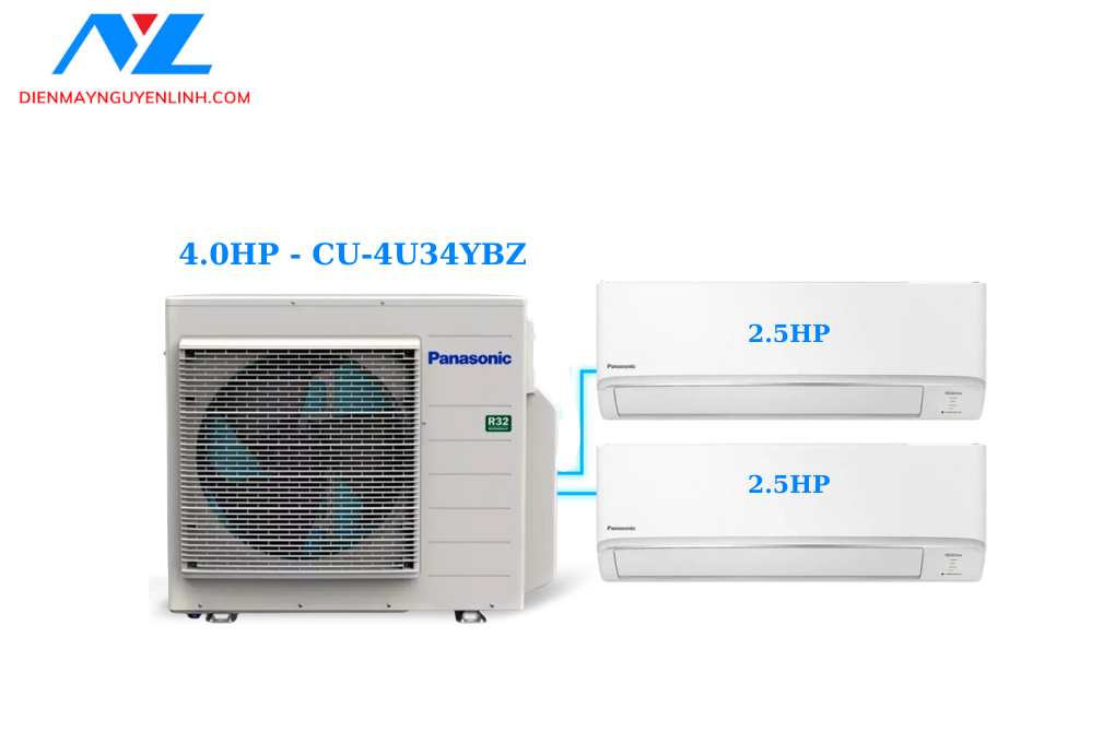 Multi Panasonic Inverter 1 Nóng 4 Hp + 2 Dàn Lạnh Treo Tường