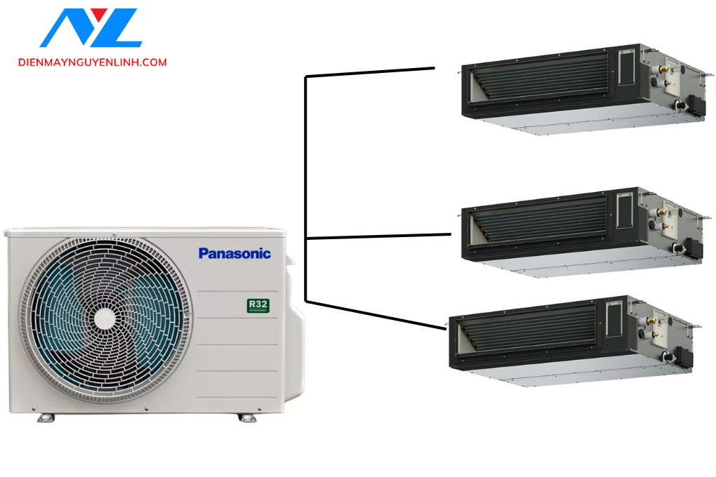 Hệ thống máy lạnh giấu trần nối ống gió Panasonic Multi Split Inverter - 3.0HP   Dàn nóng 3.0HP + 03 Dàn lạnh âm trần nối ống gió 1.0HP  Dàn nóng 3.0HP : CU-3U27YBZ  Dàn lạnh âm trần nối ống gió 1.0HP : CS-MU9YD3Z x 3