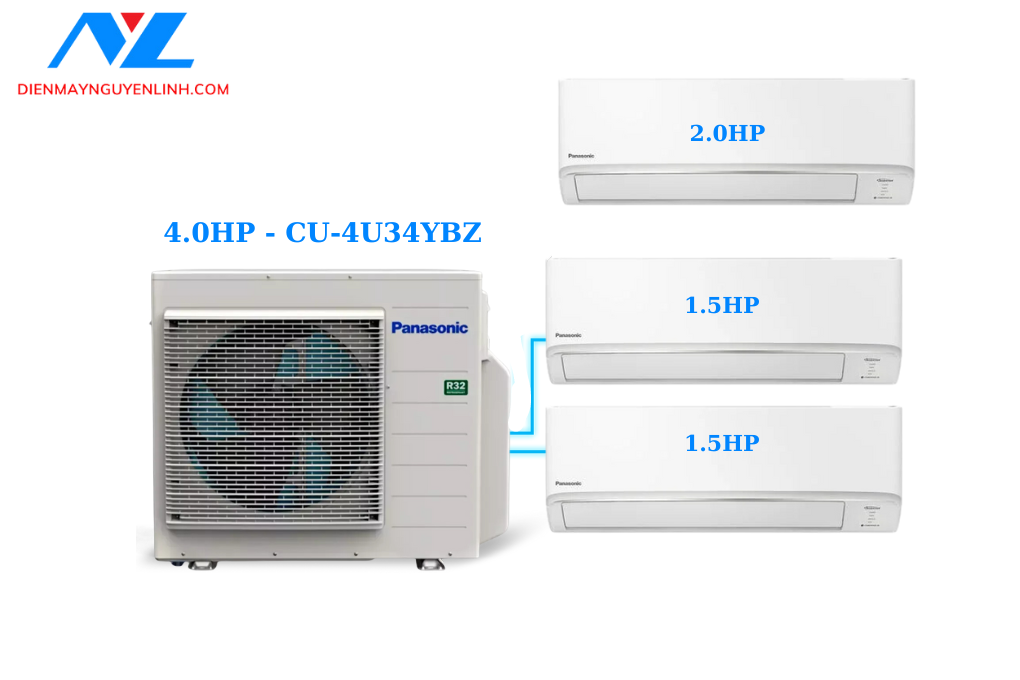 Multi Panasonic Inverter 1 Nóng 4 Hp + 3 Dàn Lạnh Treo Tường