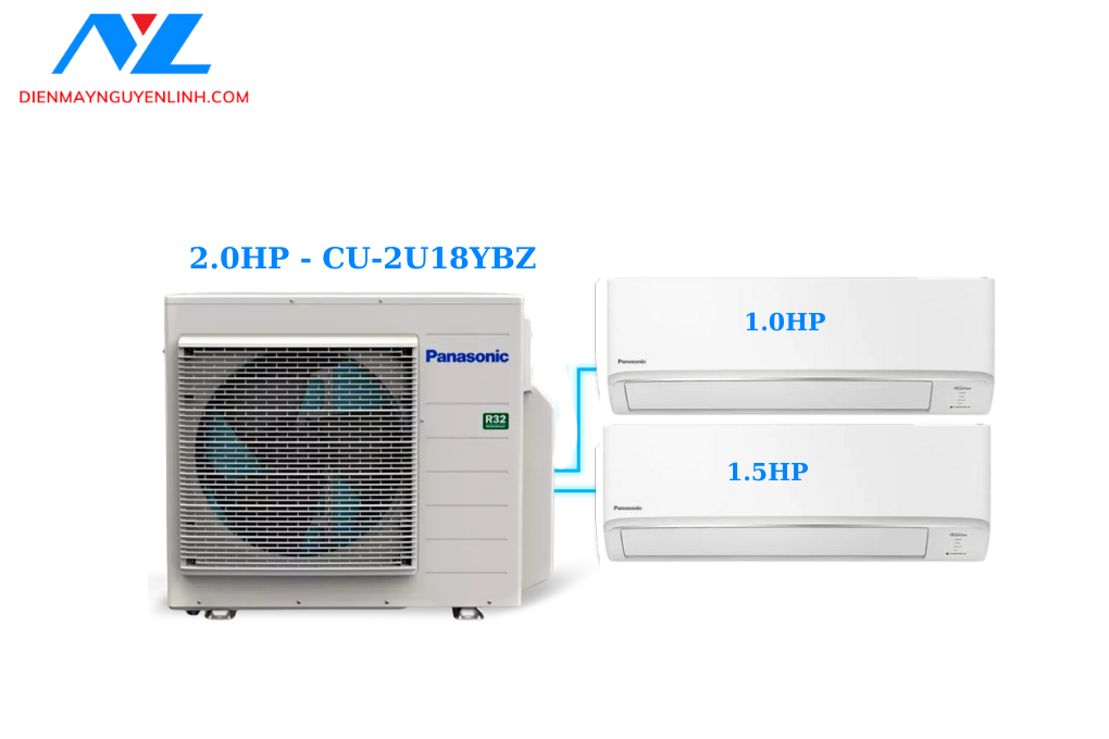 Multi Panasonic Inverter 1 Nóng 2 Hp + 2 Dàn Lạnh Treo Tường