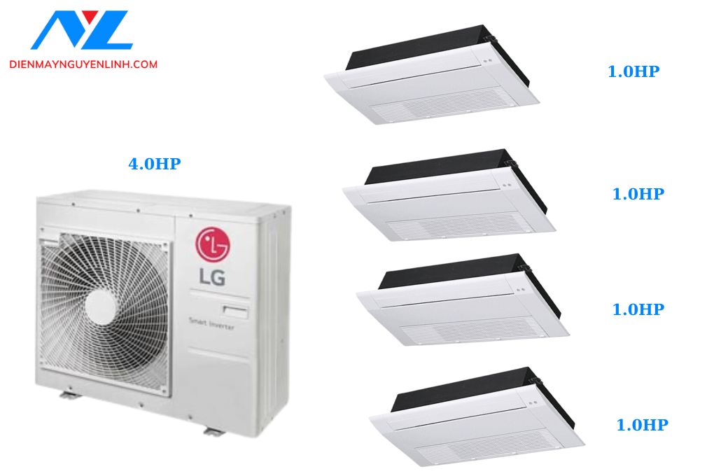 Combo Multi LG 1 Dàn Nóng 4 Hp + 4 Dàn Lạnh Âm Trần 1 Hướng
