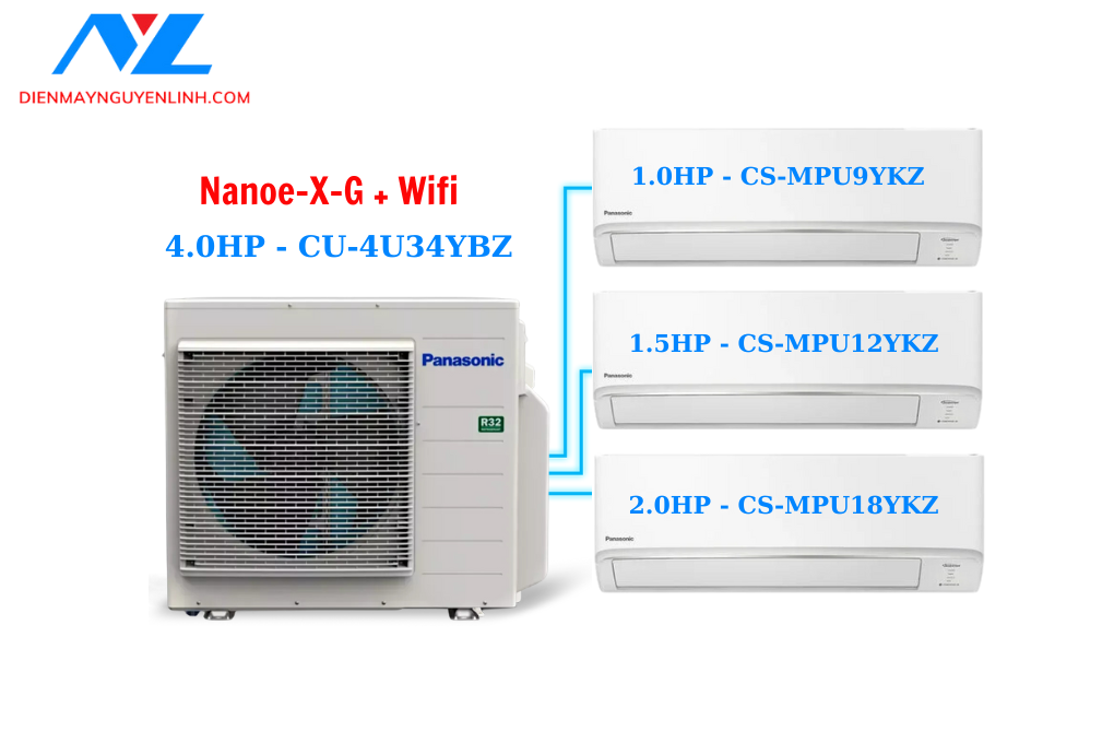Combo Panasonic Multi 4HP 1HP + 1.5HP + 2HP Wifi Nanoe-X