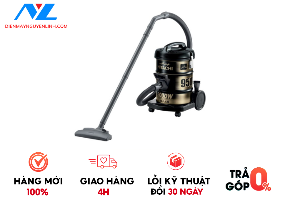 Hút bụi Hitachi CV-950F 24CV(BK) thiết kế hiện đại, sang trọng. Hitachi áp dụng các kỹ thuật phân tích dịch lỏng đã mang đến một thiết kế hiệu suất cao, tạo ra động cơ công suất lớn và lực hút cực kỳ mạnh mẽ.
