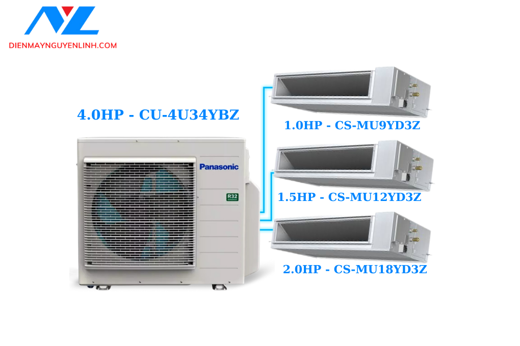 Combo Panasonic Multi 4HP 1+1.5+2HP Inverter