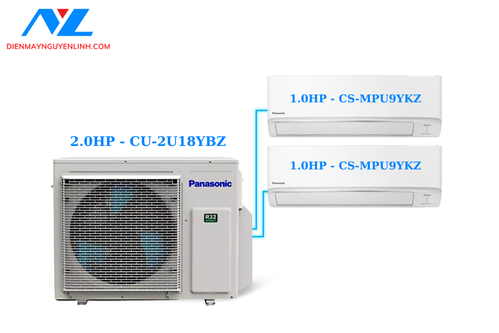 Multi Panasonic 2.0 HP CU-2U18YBZ/CS-MPU9YKZ+CS-MPU9YKZ