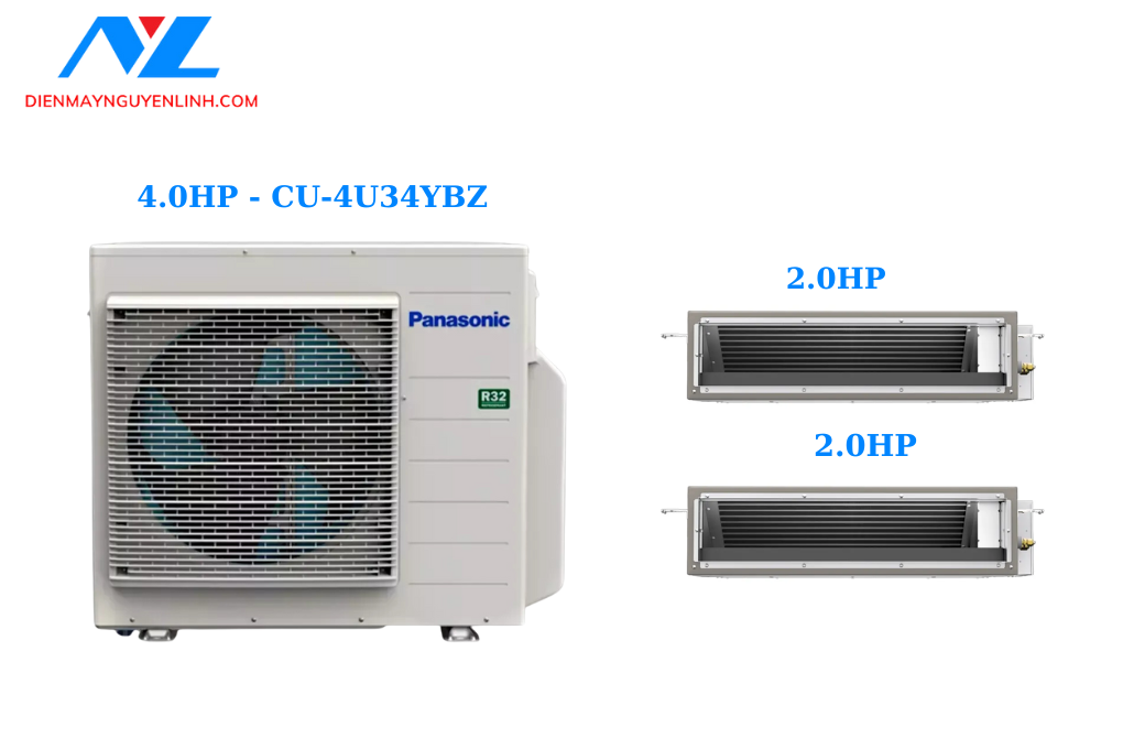 Multi Panasonic Inverter 1 Dàn Nóng 4 Hp + 2 Dàn Lạnh Nối Ống Gió