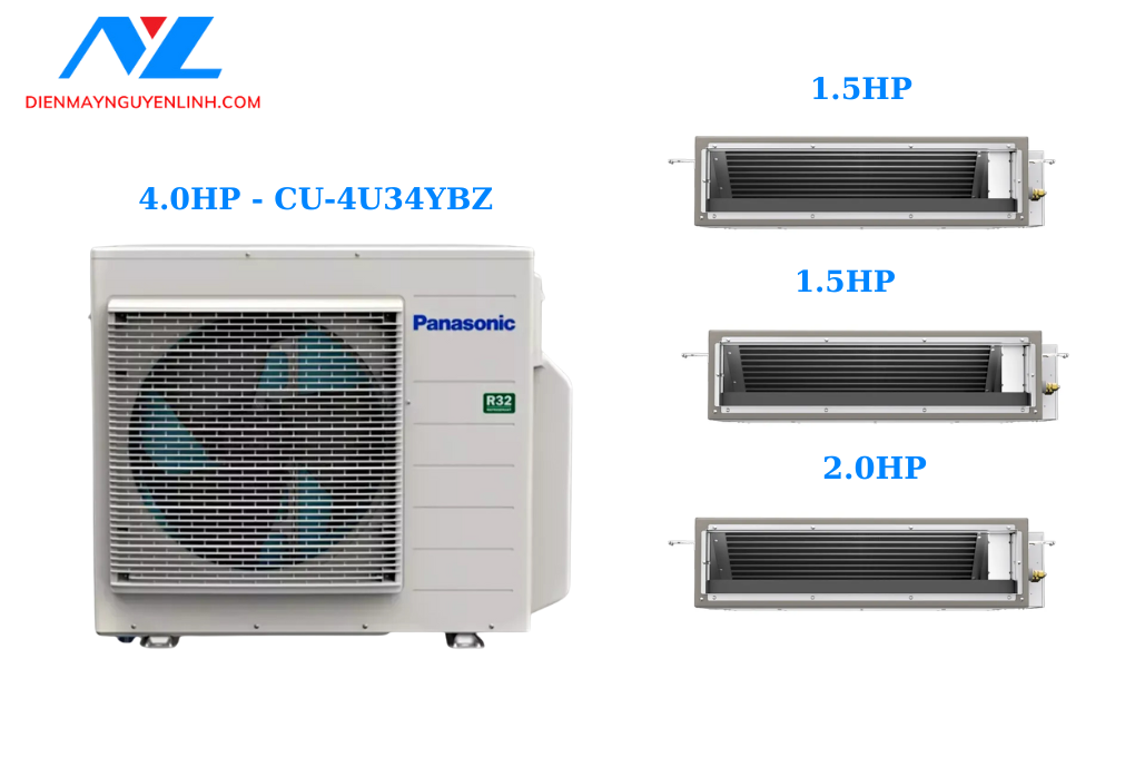 Multi Panasonic Inverter 1 Dàn Nóng 4 Hp + 3 Dàn Lạnh Nối Ống Gió