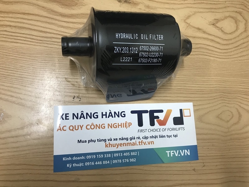 Lọc dầu hồi thủy lực sử dụng cho xe nâng Toyota 8FD/G10~30, hiệu Folangsi, mã 67502-26600-71, hàng mới 100%