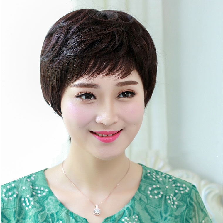 Tóc Giả Nữ Nguyên Đầu - Kiểu Ngắn Tém Trung Niên Siêu Da Xoáy | Wina