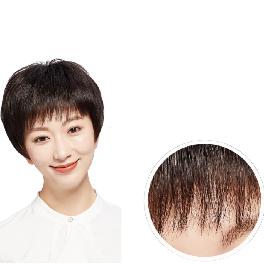 Tóc Giả Nữ Nguyên Đầu - Trung Niên Kiểu Tém Ngắn Xoáy Đỉnh | Wina