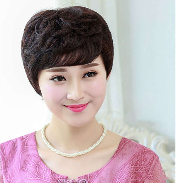 Tóc Giả Nữ Nguyên Đầu - Kiểu Ngắn Tém Trung Niên Siêu Da Xoáy | Wina