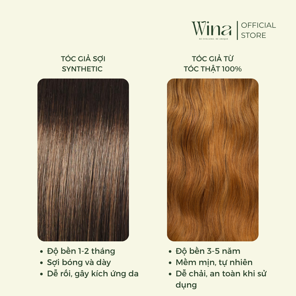 Tóc Giả Nguyên Đầu Tóc Thật Ombre Sóng Dài Nâu Vàng 60cm
