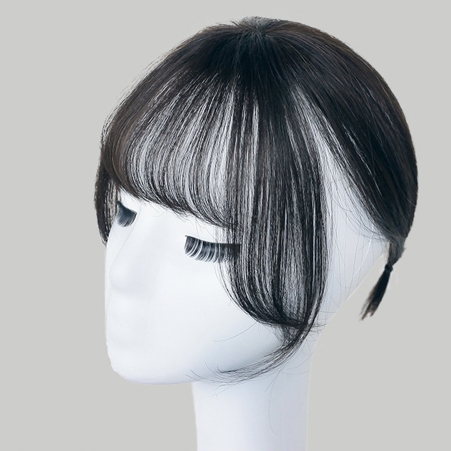 Tóc Mái Thưa Bằng Tóc Thật - Da 3D Xoáy Ngôi Ngang Dài 30cm | Wina