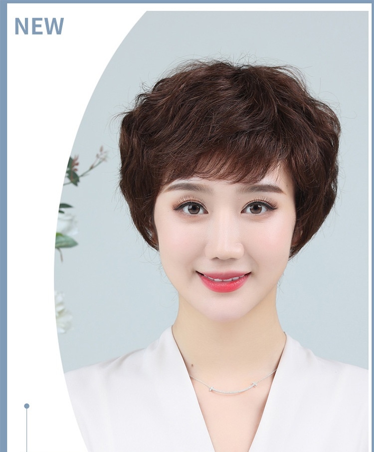 Tóc Giả Nữ Nguyên Đầu - Kiểu Tém Xoăn Trung Niên Siêu Da | Wina