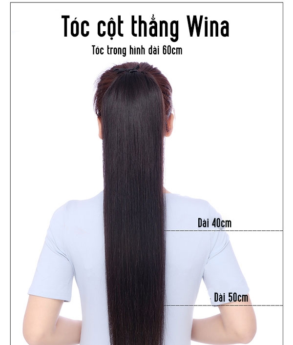 Tóc Giả Cột Tóc Thật Thẳng Dài 60cm TCT-01 80Gram