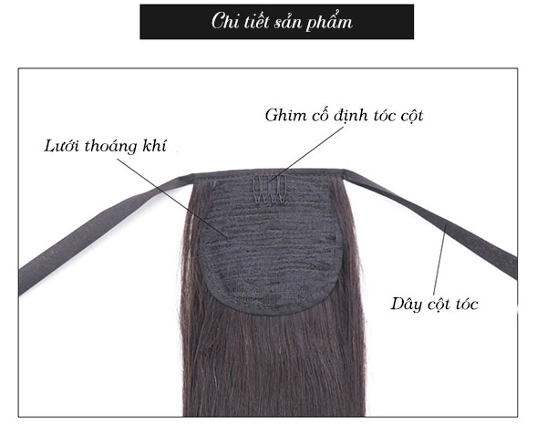 Tóc Giả Cột Tóc Thật Thẳng Dài 60cm TCT-01 80Gram