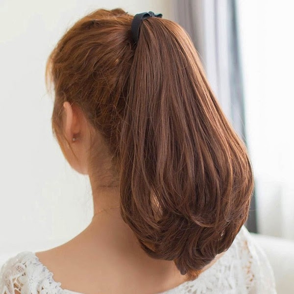 Tóc Cột Thẳng Cúp Đuôi 30cm Tơ Nhân Tạo D12M