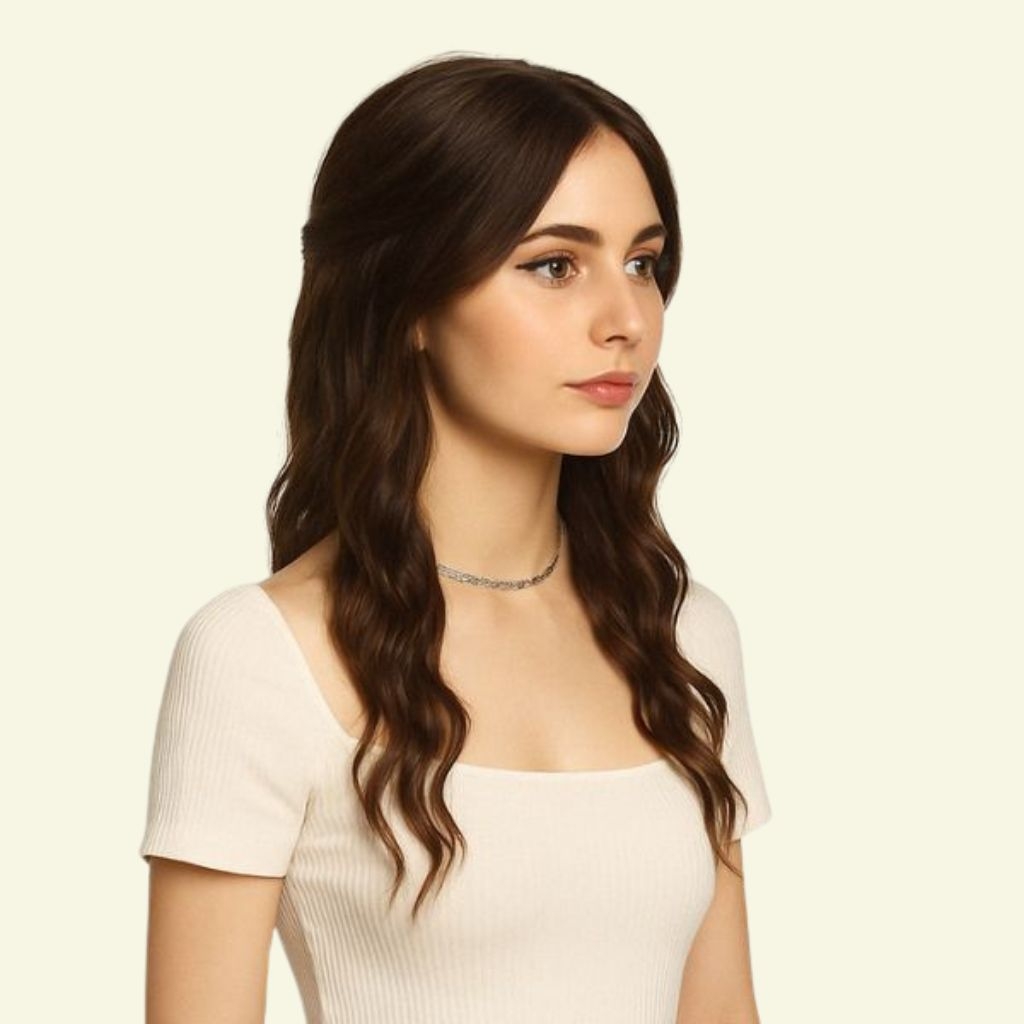 Tóc Giả Che Hói Đỉnh Đầu Nữ - Hai Mái Siêu Da 4D Uốn Xoăn Dài 50cm | Wina Wigs