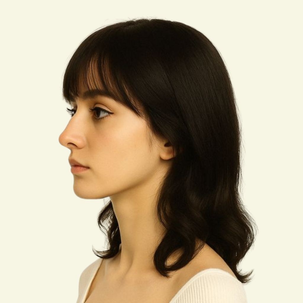 Tóc Giả Che Hói Đỉnh Đầu Nữ - Mái Thưa Xoăn Lọn Siêu Da 4D Dài 35cm | Wina