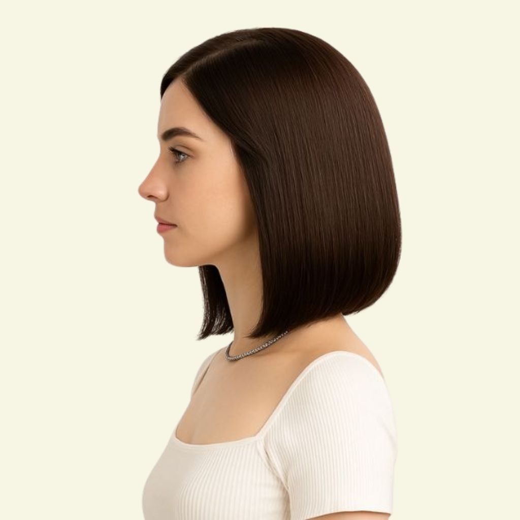 Tóc Giả Nữ Nguyên Đầu - Hai Mái Chải Ngôi 7/3 Siêu Da Đầu Dài 35cm | Wina