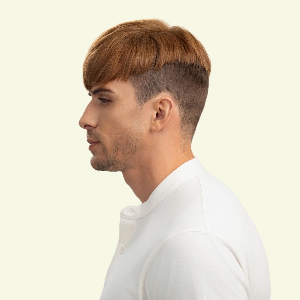 Tóc Giả Nam Che Phủ Đỉnh - Basic Mái Xéo Nâu Vàng