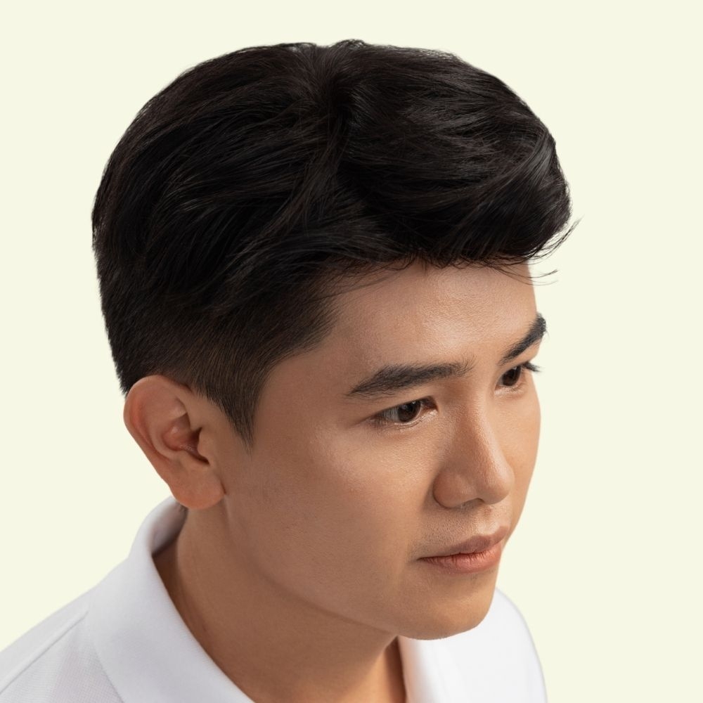 Tóc Giả Nam Che Phủ Đỉnh - Basic Cổ Điển Nâu Đen Siêu Da 3D