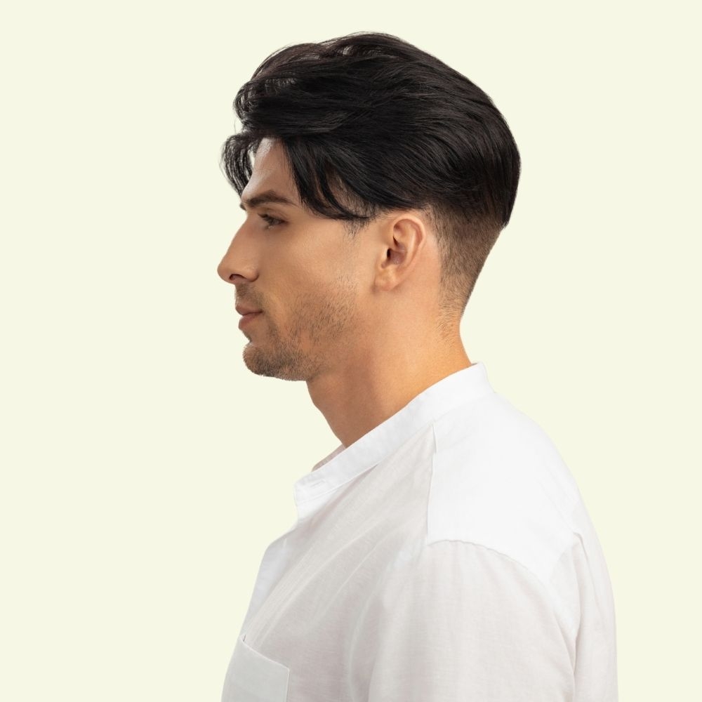 Tóc Giả Nam Che Phủ Đỉnh - Side Part Hai Mái Vuốt Ngược Siêu Da 3D