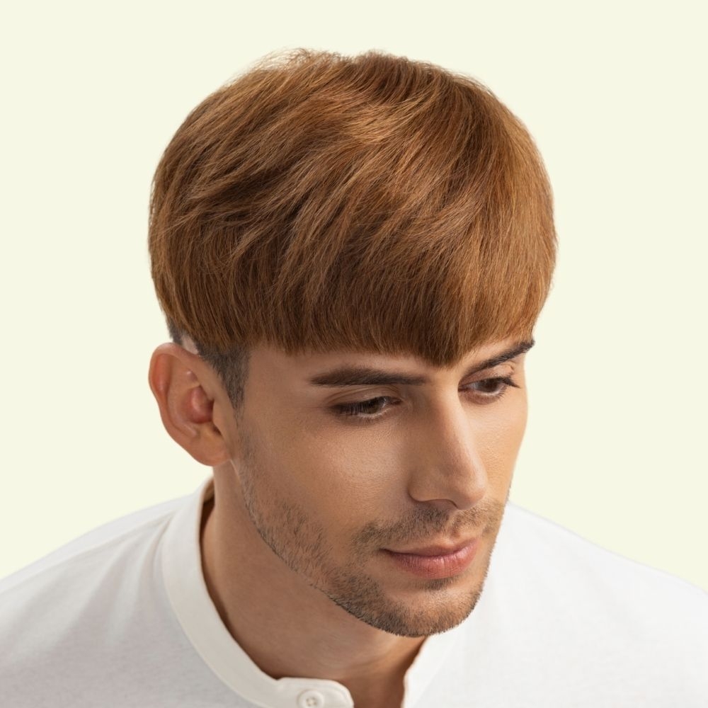 Tóc Giả Nam Che Phủ Đỉnh - Basic Mái Xéo Nâu Vàng