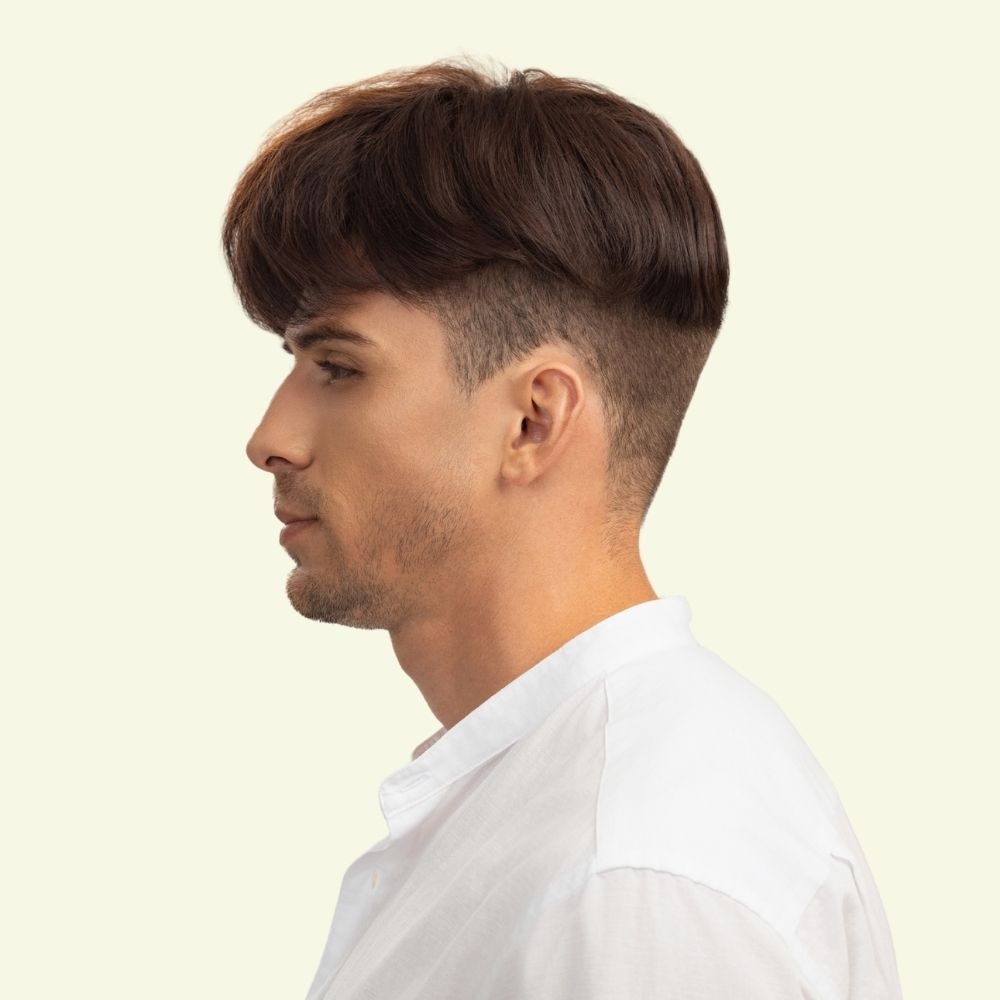 Tóc Giả Nam Che Phủ Đỉnh - Hai Mái Rủ Nâu Socola