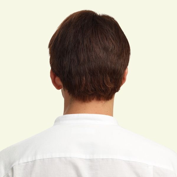 Tóc Giả Nam Nguyên Đầu - Side Part Mái Xéo Nâu Socola Siêu Da 4D