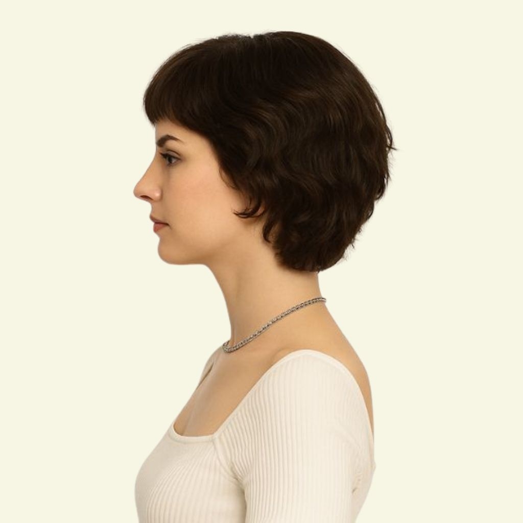 Tóc Giả Nữ Nguyên Đầu - Kiểu Bob Trung Niên Mái Xéo Dài 25cm | Wina