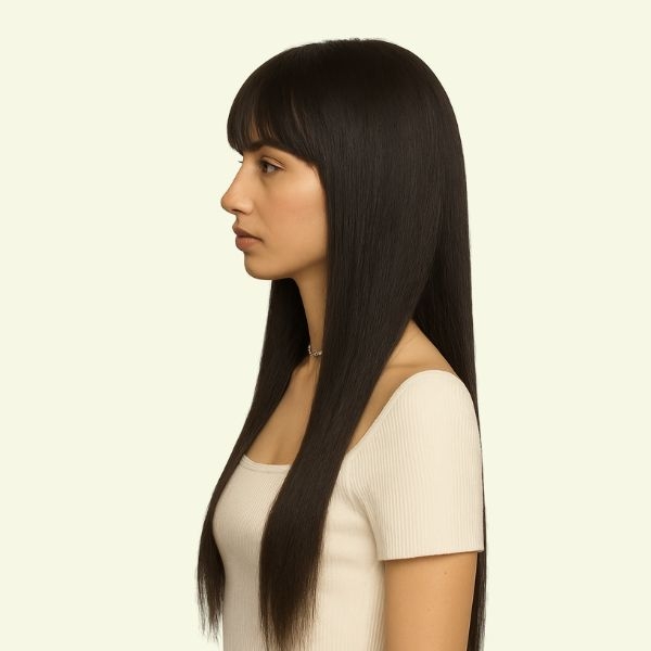 Tóc Giả Nữ Nguyên Đầu - Siêu Da Kiểu Mái Thưa Dài 60cm | Wina