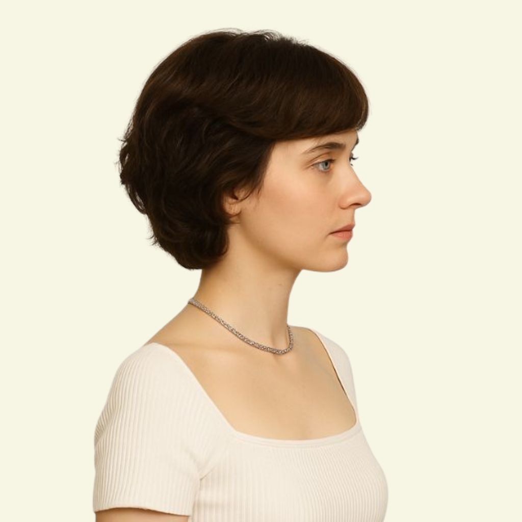 Tóc Giả Nữ Nguyên Đầu - Kiểu Bob Trung Niên Mái Xéo Dài 25cm | Wina