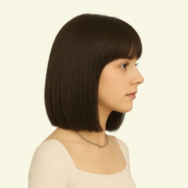 Tóc Mái Thưa Bằng Tóc Thật - Da 3D Xoáy Ngôi Ngang Dài 30cm | Wina