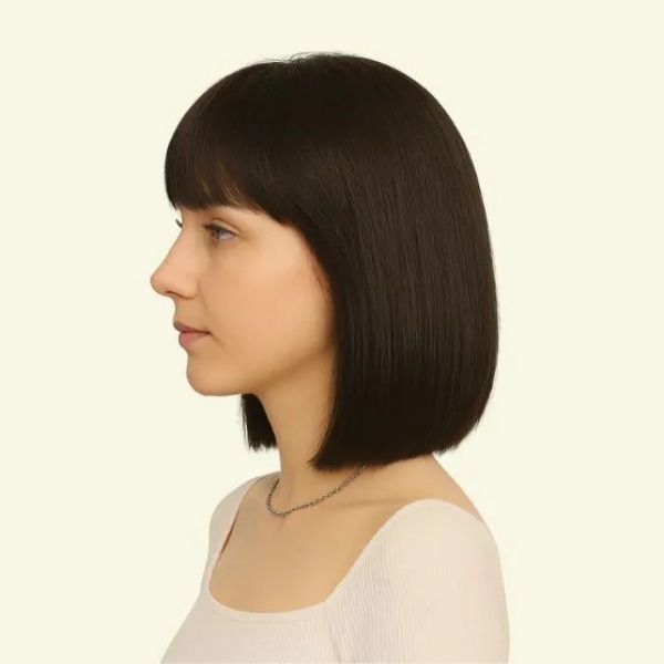 Tóc Mái Thưa Bằng Tóc Thật - Da 3D Xoáy Ngôi Ngang Dài 30cm | Wina