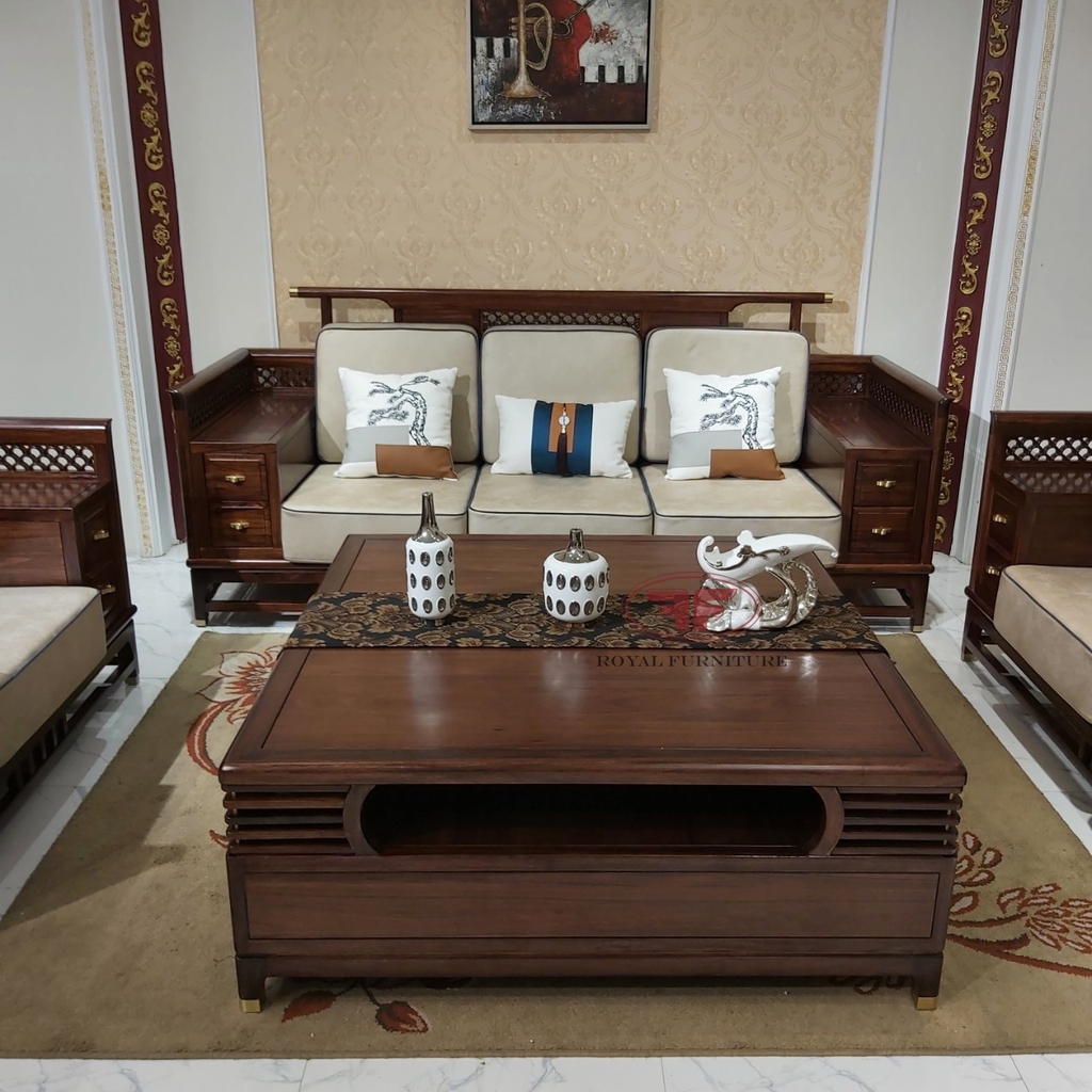 BÀN TRÀ HÌNH VUÔNG INDOCHINE GỖ ÓC CHÓ A06